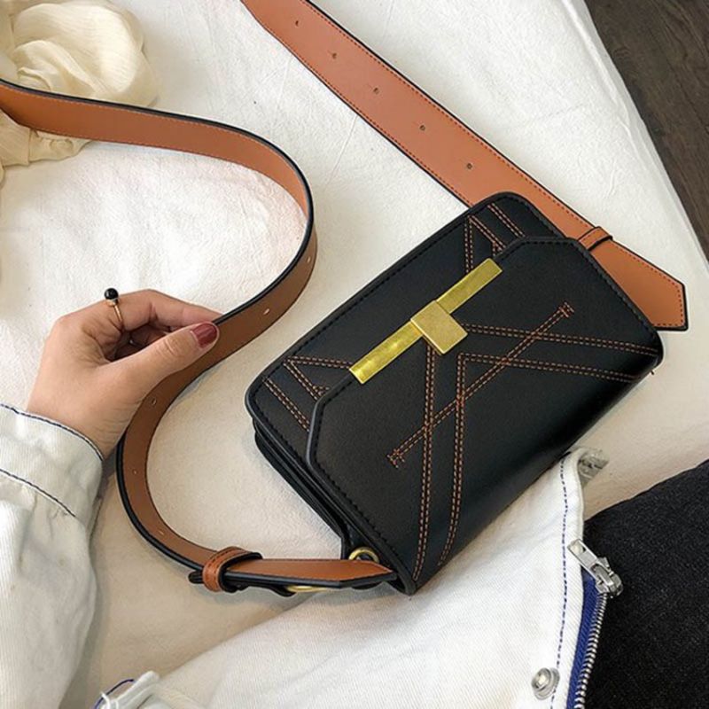 Závitová Pu Obdélníková Crossbody Kabelka