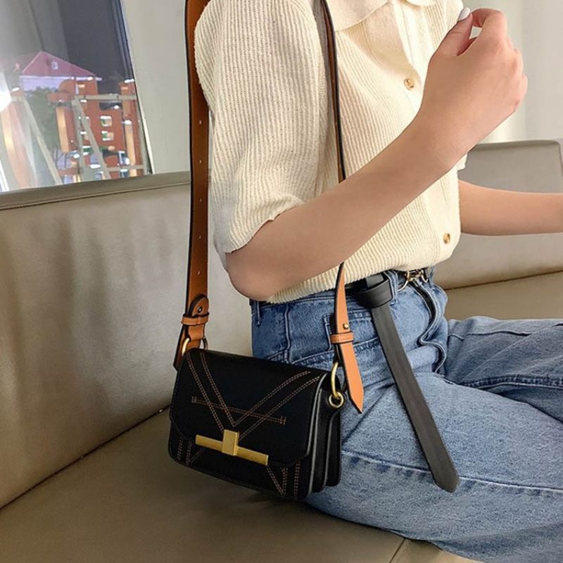 Závitová Pu Obdélníková Crossbody Kabelka