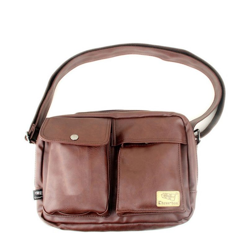 Pánské Crossbody Kabelky Obyčejné Pu Thread Square