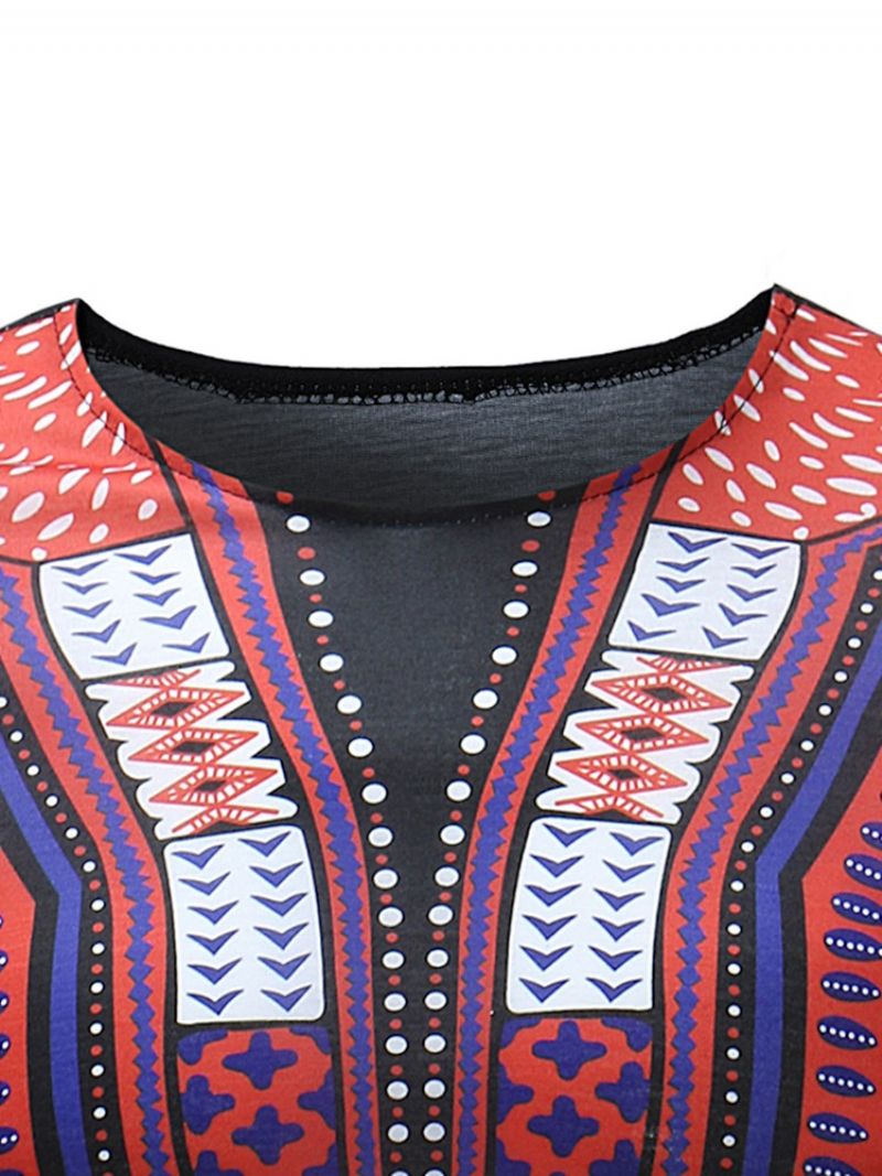 Africké Módní Dashiki Print Slim Fit Pánské Triko Scoop