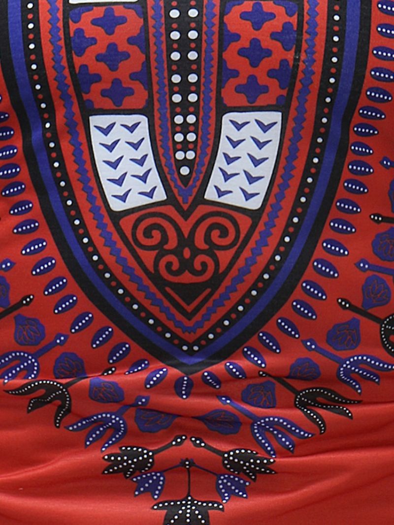 Africké Módní Dashiki Print Slim Fit Pánské Triko Scoop