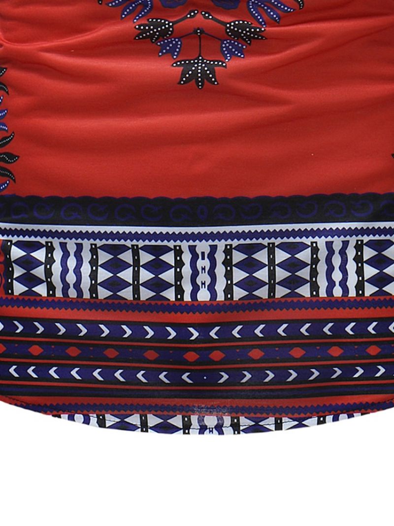 Africké Módní Dashiki Print Slim Fit Pánské Triko Scoop