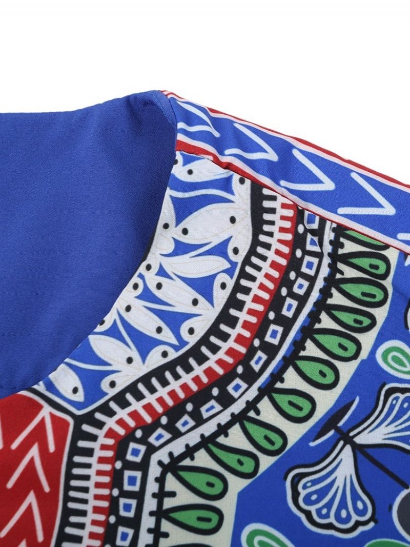 Africké Módní Pánské Tričko Dashiki Print S Výstřihem Do V