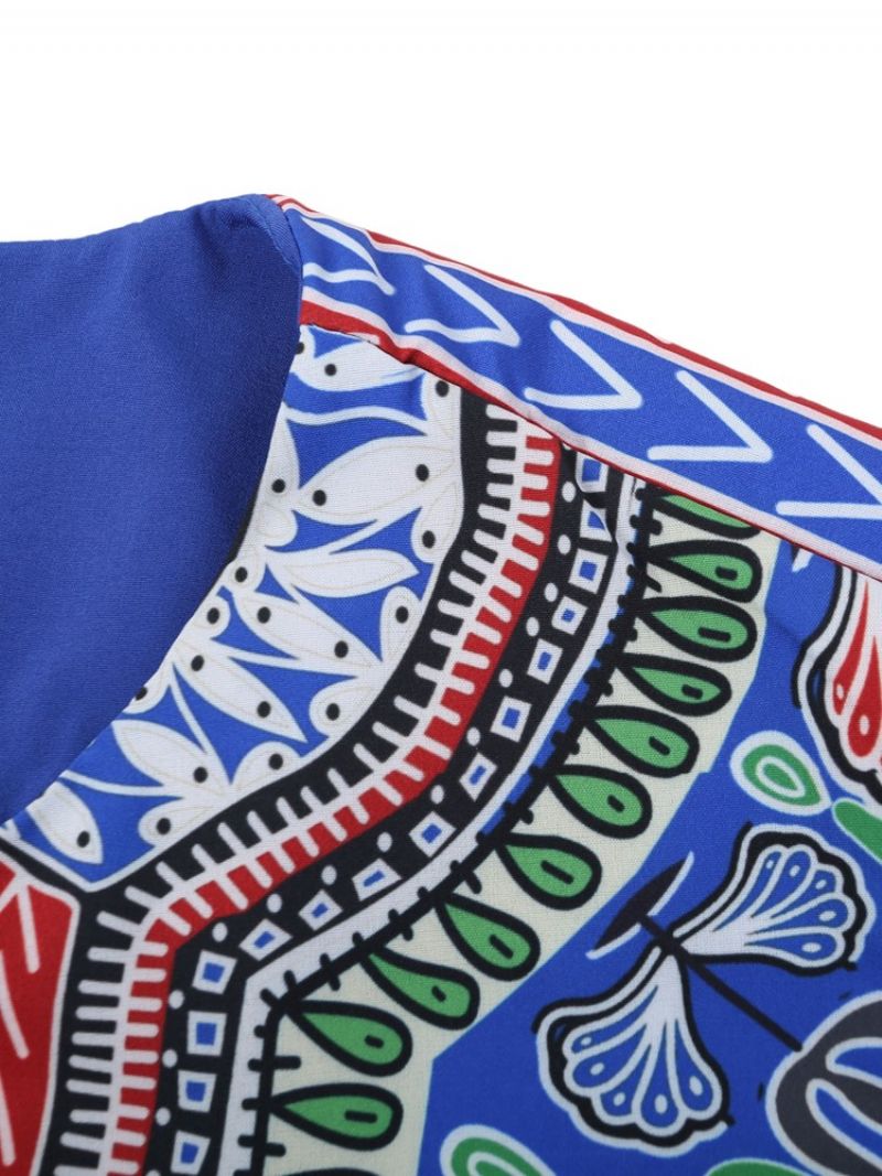 Africké Módní Pánské Tričko Dashiki Print S Výstřihem Do V