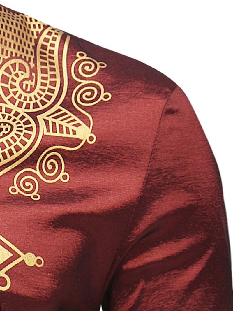 Pánská Neformální Trička African Fashion Dashiki Golden Print