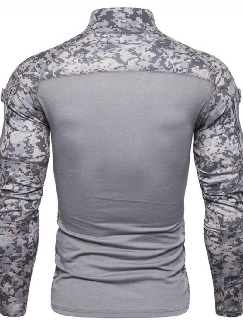 Pánské Tenké Tričko S Dlouhým Rukávem Camouflage Casual Stand Collar