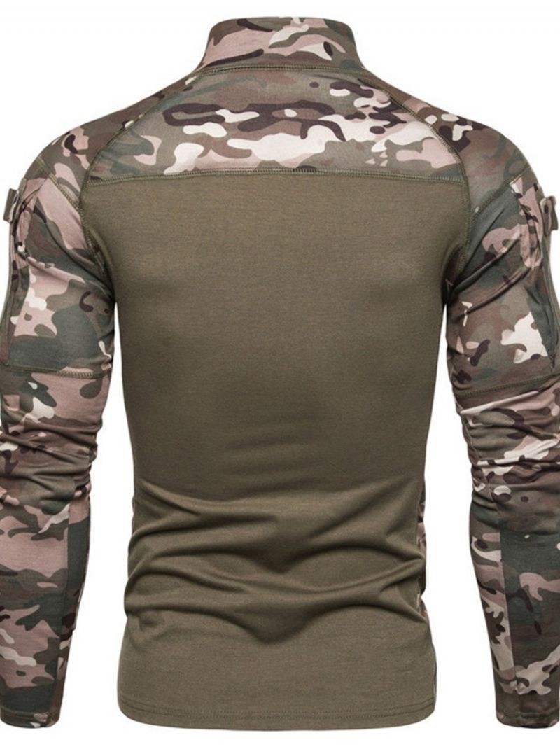 Pánské Tenké Tričko S Dlouhým Rukávem Camouflage Casual Stand Collar