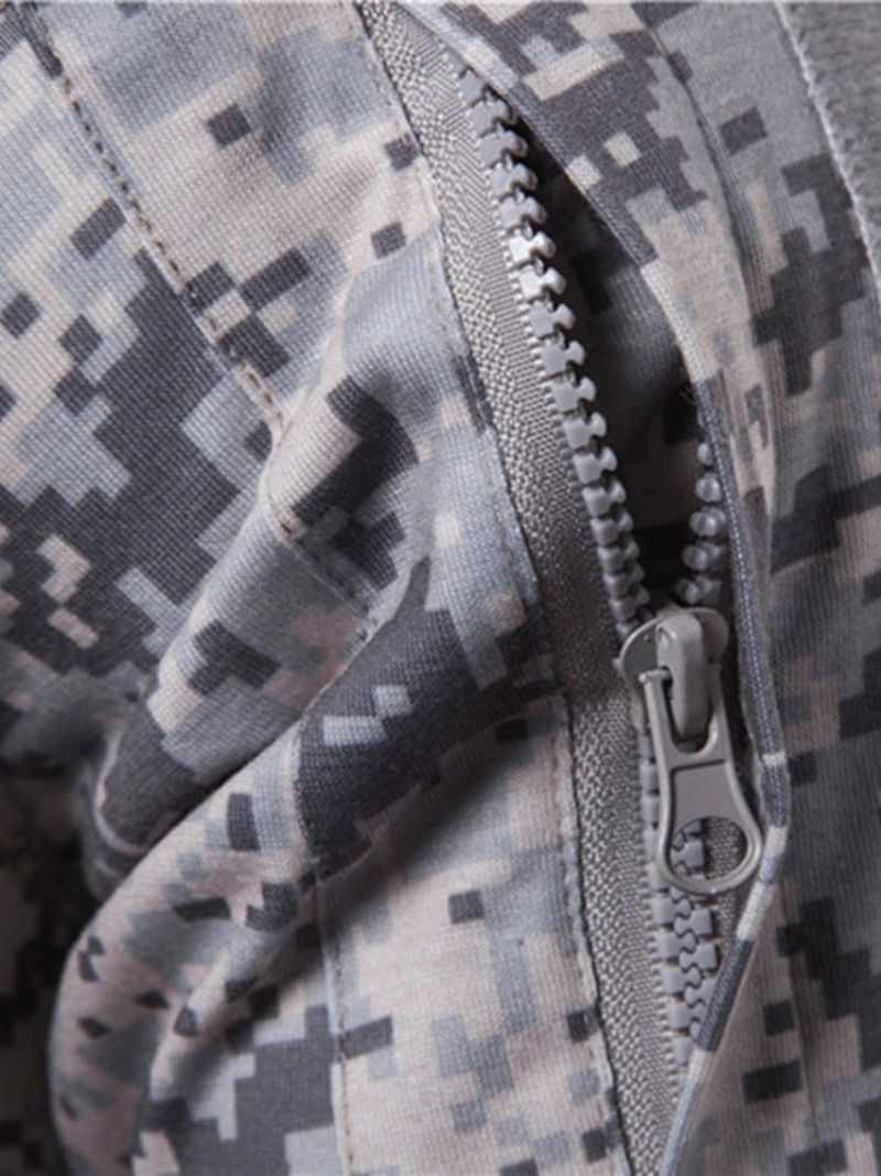 Pánské Tenké Tričko S Dlouhým Rukávem Camouflage Casual Stand Collar