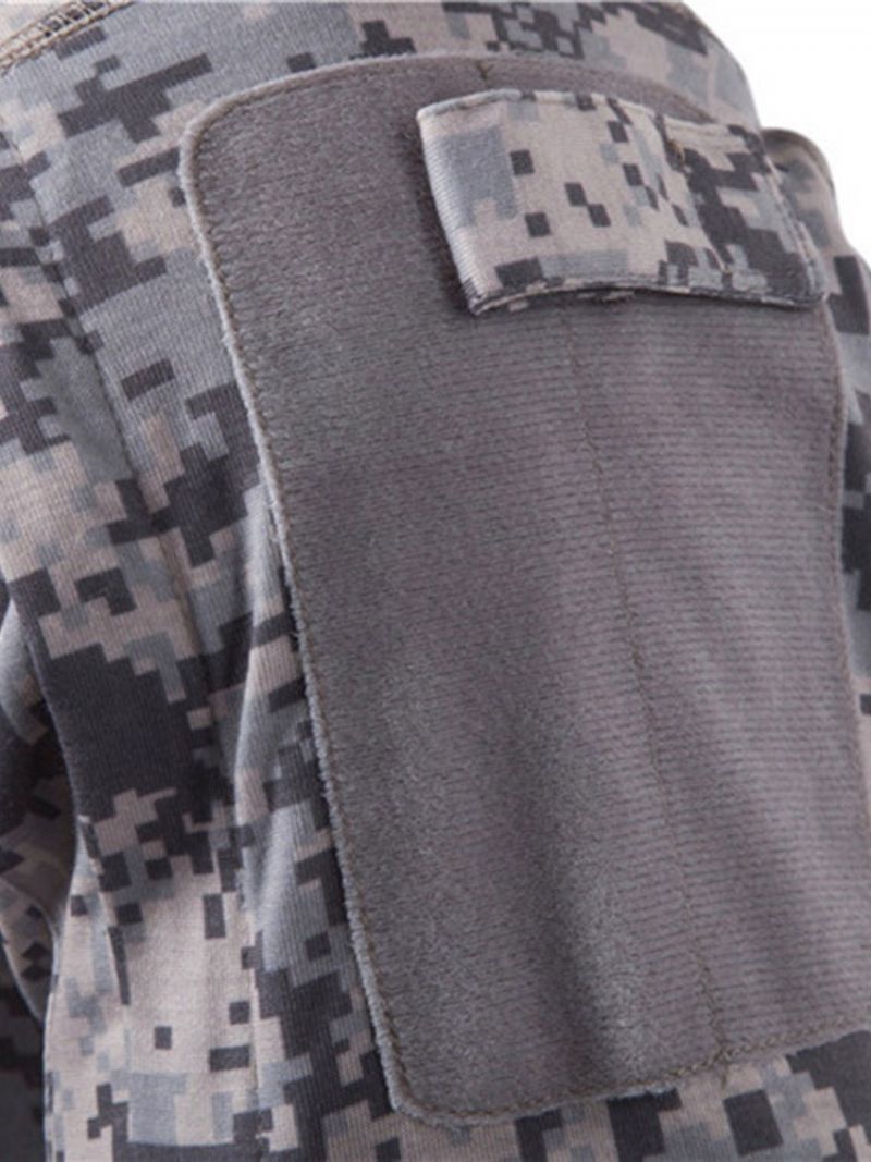 Pánské Tenké Tričko S Dlouhým Rukávem Camouflage Casual Stand Collar