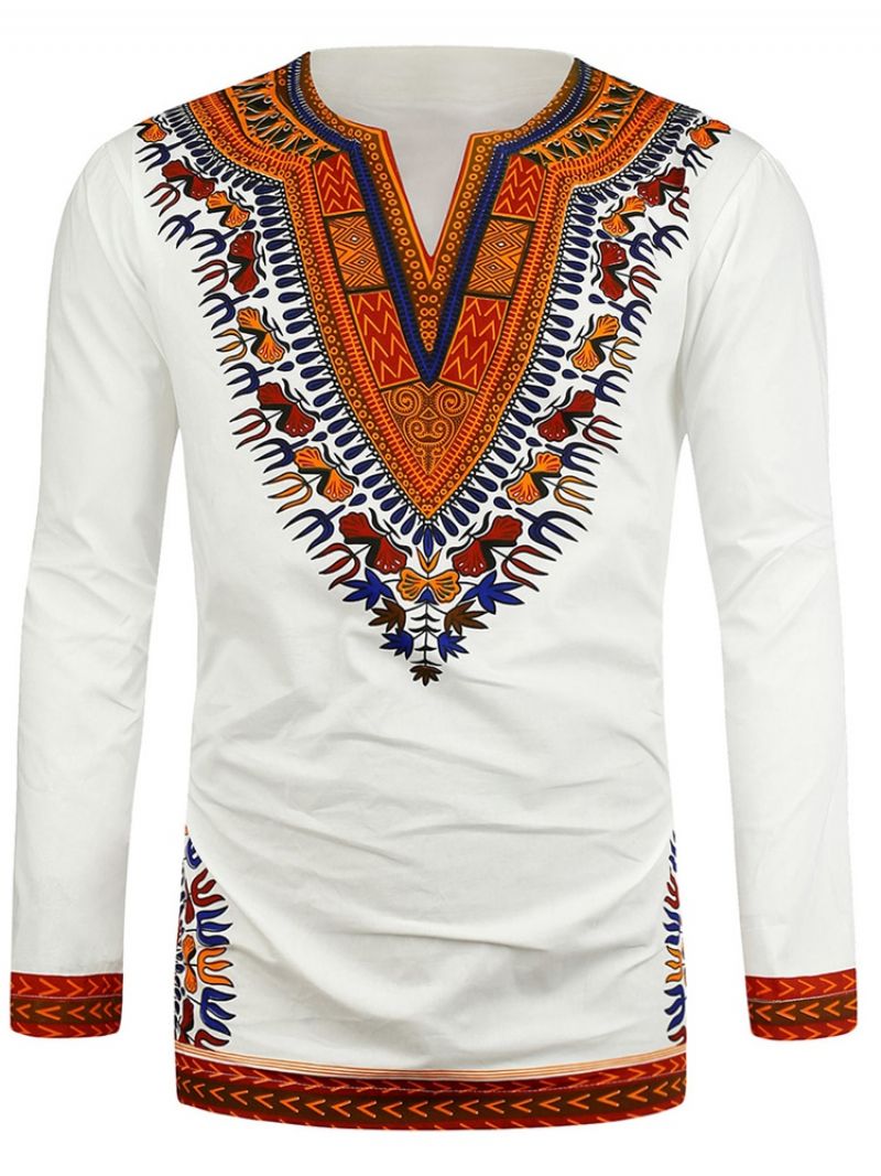 Pánské Tričko African Fashion Dashiki Print S Výstřihem Do V