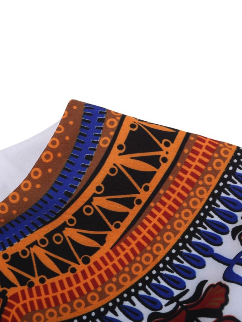 Pánské Tričko African Fashion Dashiki Print S Výstřihem Do V