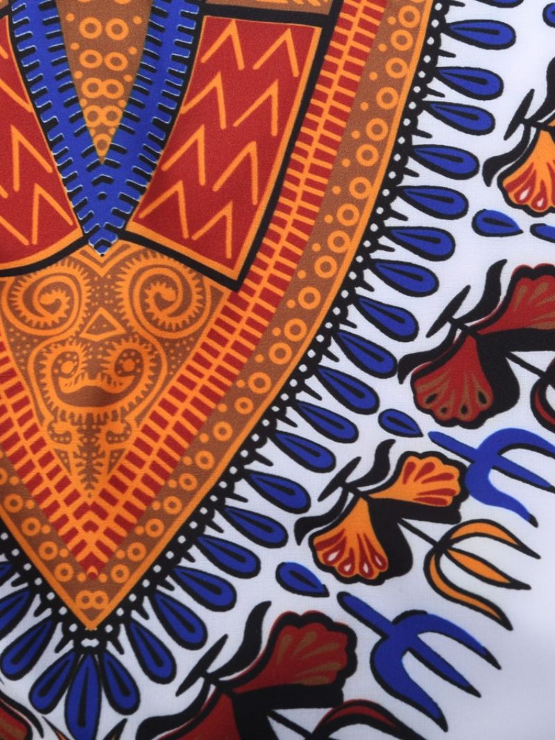 Pánské Tričko African Fashion Dashiki Print S Výstřihem Do V