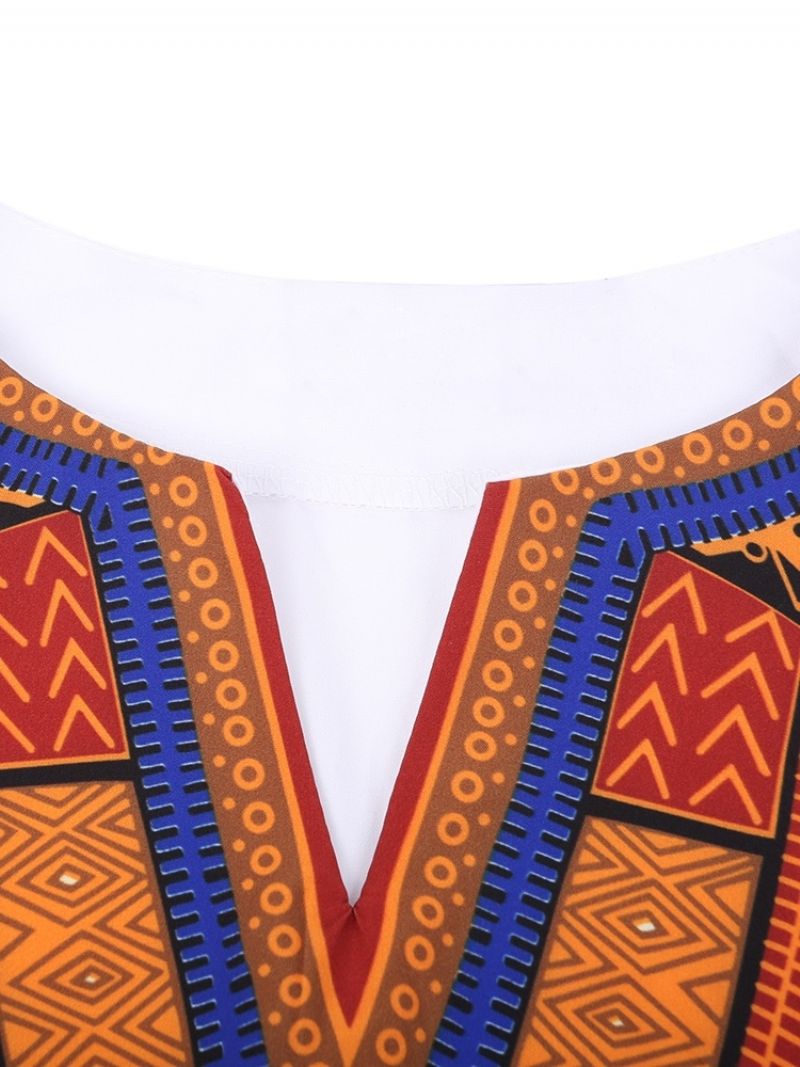 Pánské Tričko African Fashion Dashiki Print S Výstřihem Do V