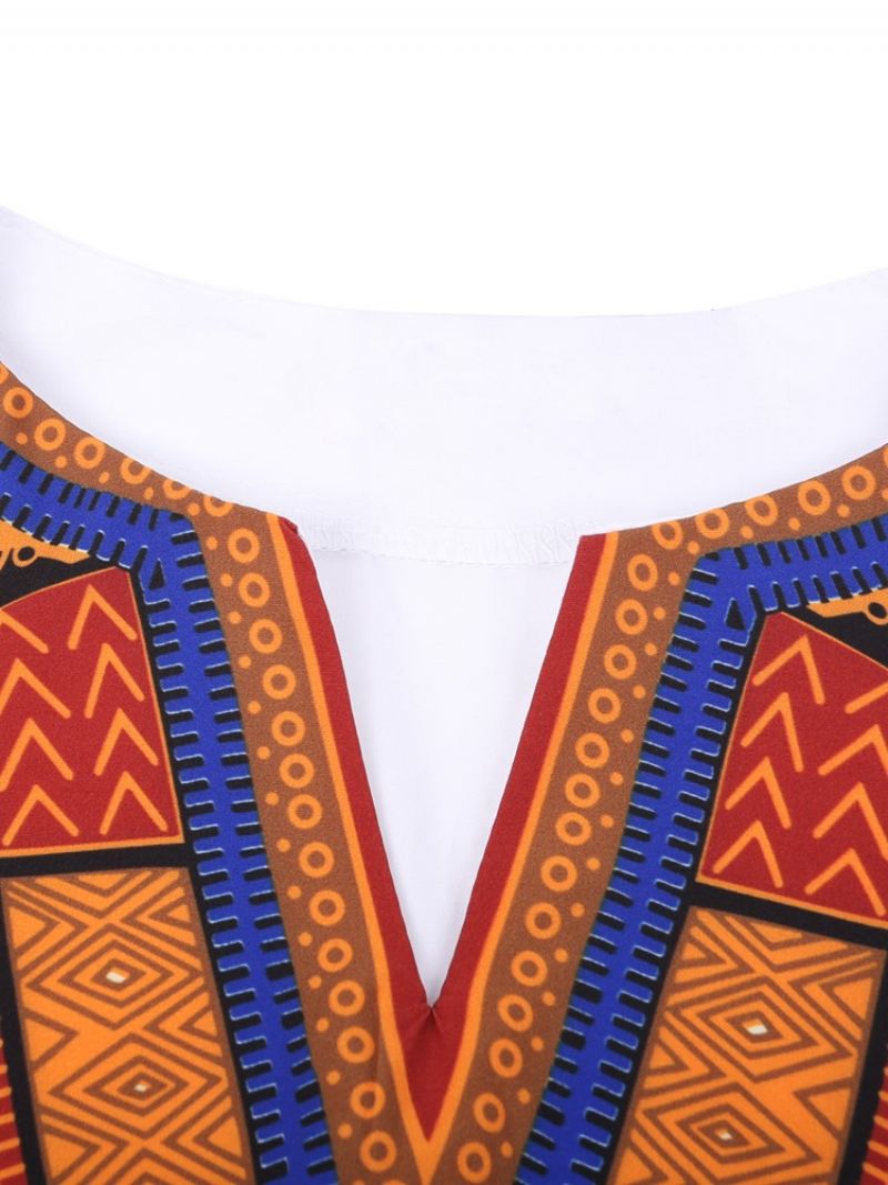 Pánské Tričko African Fashion Dashiki Print S Výstřihem Do V