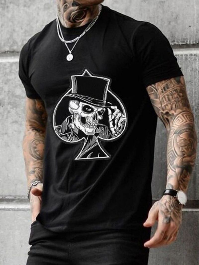 Tisk Skull Casual Short Sleeve Pánské Svetrové Tričko