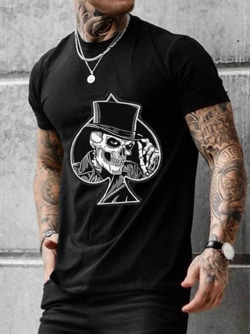 Tisk Skull Casual Short Sleeve Pánské Svetrové Tričko