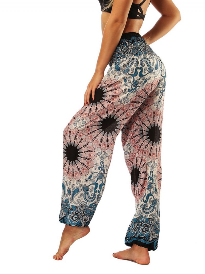 Bohemian Floral Print Yoga Harem Kalhoty