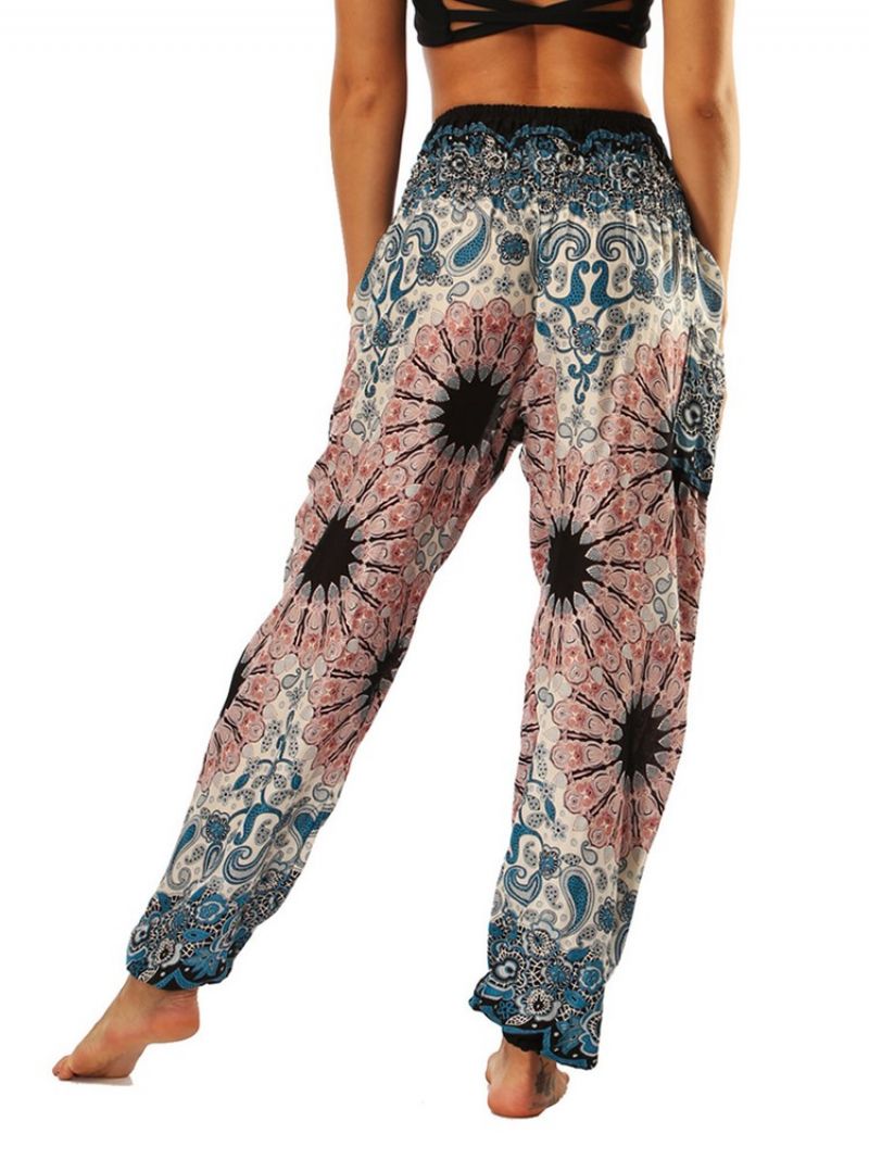 Bohemian Floral Print Yoga Harem Kalhoty