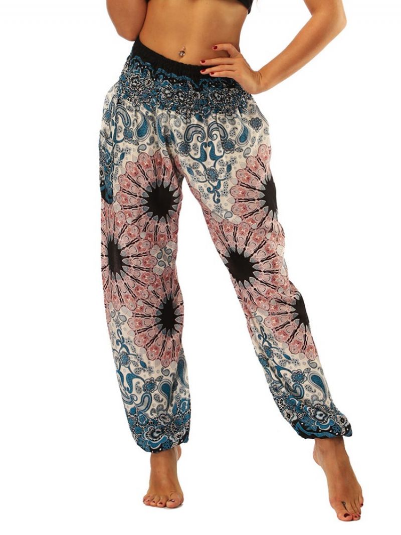 Bohemian Floral Print Yoga Harem Kalhoty