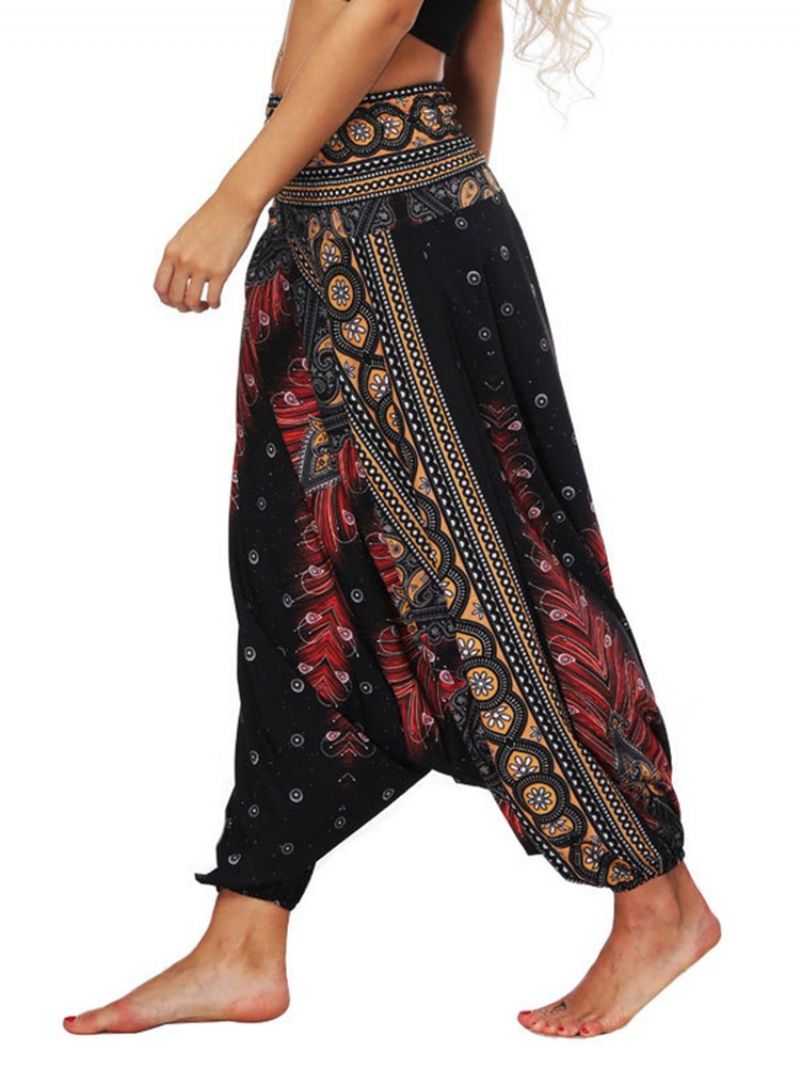 Bohemian Geometry Print Yoga Harem Jogger Kalhoty