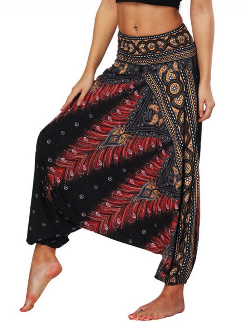 Bohemian Geometry Print Yoga Harem Jogger Kalhoty