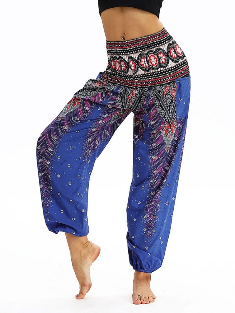 Boho Geometric Print Yoga Harem Kalhoty