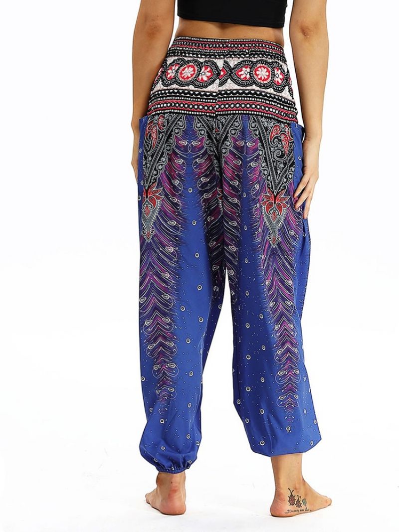 Boho Geometric Print Yoga Harem Kalhoty