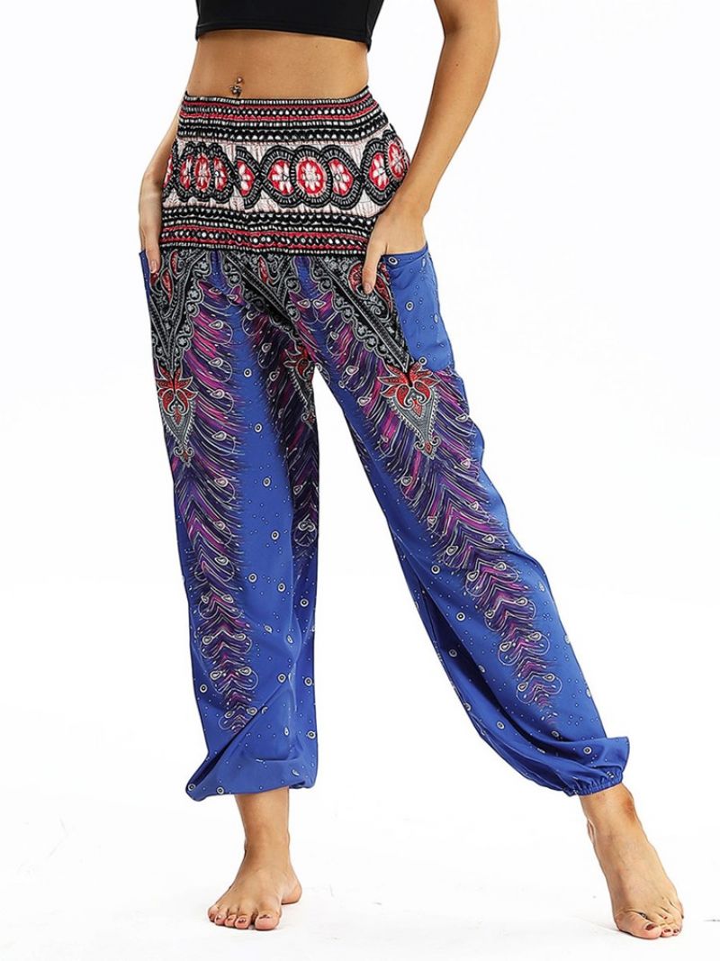 Boho Geometric Print Yoga Harem Kalhoty