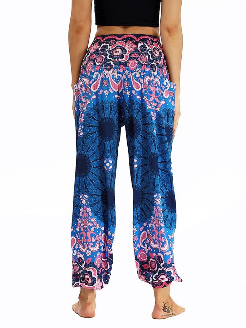 Boho Print Elastický Pas Yoga Harem Jogger Kalhoty