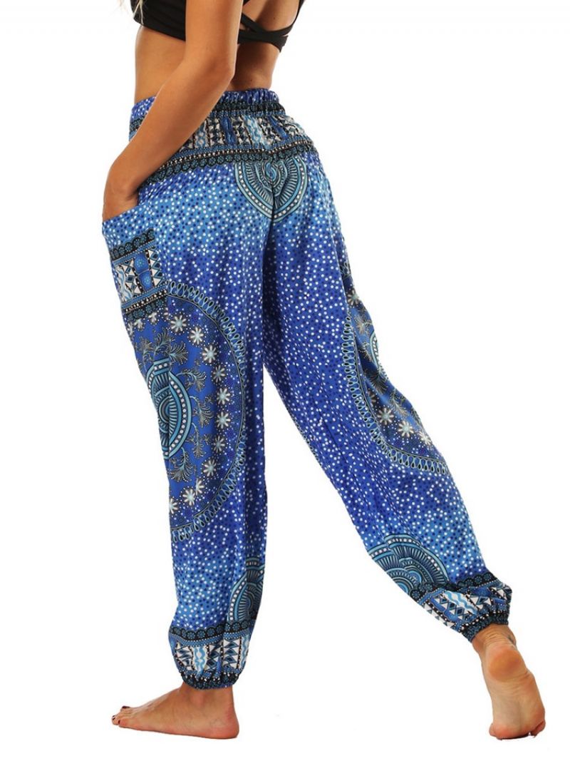 Boho Print Geometric Yoga Harem Jogger Kalhoty