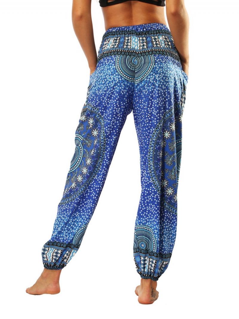 Boho Print Geometric Yoga Harem Jogger Kalhoty