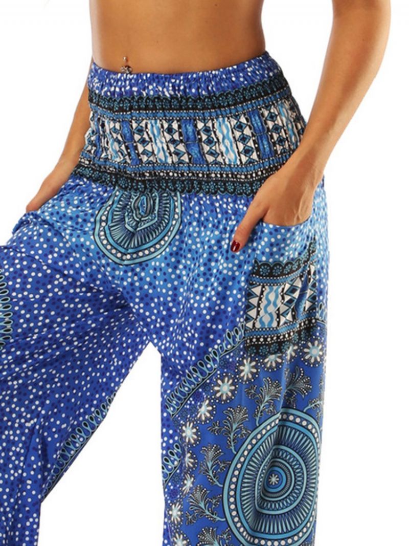 Boho Print Geometric Yoga Harem Jogger Kalhoty