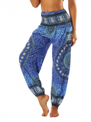 Boho Print Geometric Yoga Harem Jogger Kalhoty