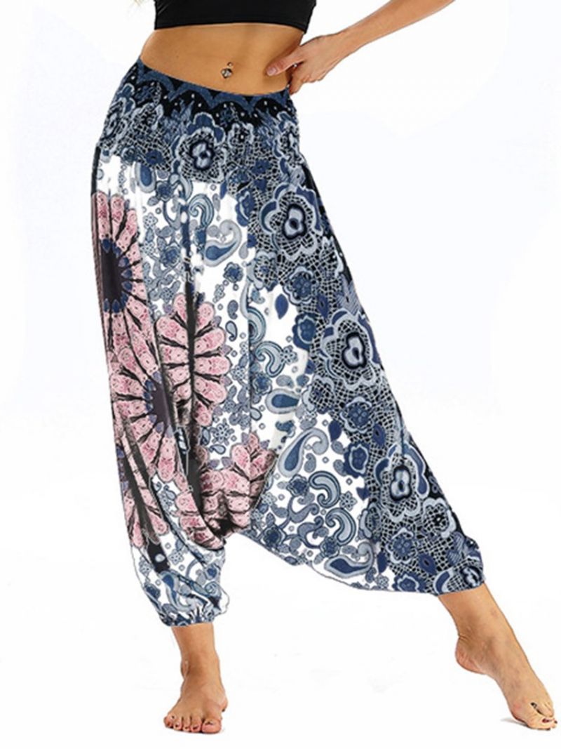 Dámské Boho Print Polyester Yoga Harem Kalhoty