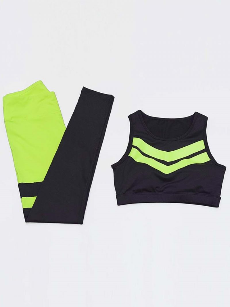 Patchwork Color Block Anti-sweat Yoga Sportovní Sady Bez Rukávů