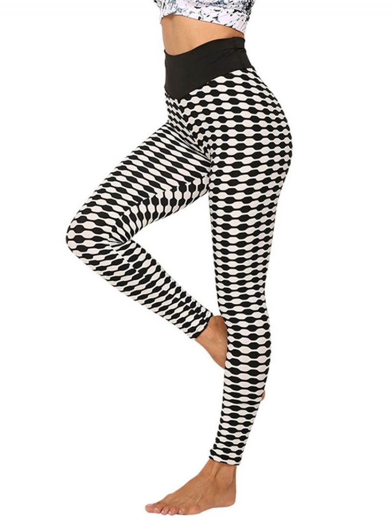 Print Stripe Anti-sweat Polyester Yoga Kalhoty Tiktok Legíny S Vysokým Pasem