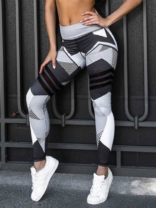 Quick Dry Color Block Polyester Yoga Full Length Kalhoty Tiktok Legíny S Vysokým Pasem