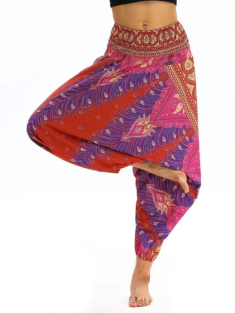 Yoga Harem Kalhoty S Elastickým Pasem Bohemian Print