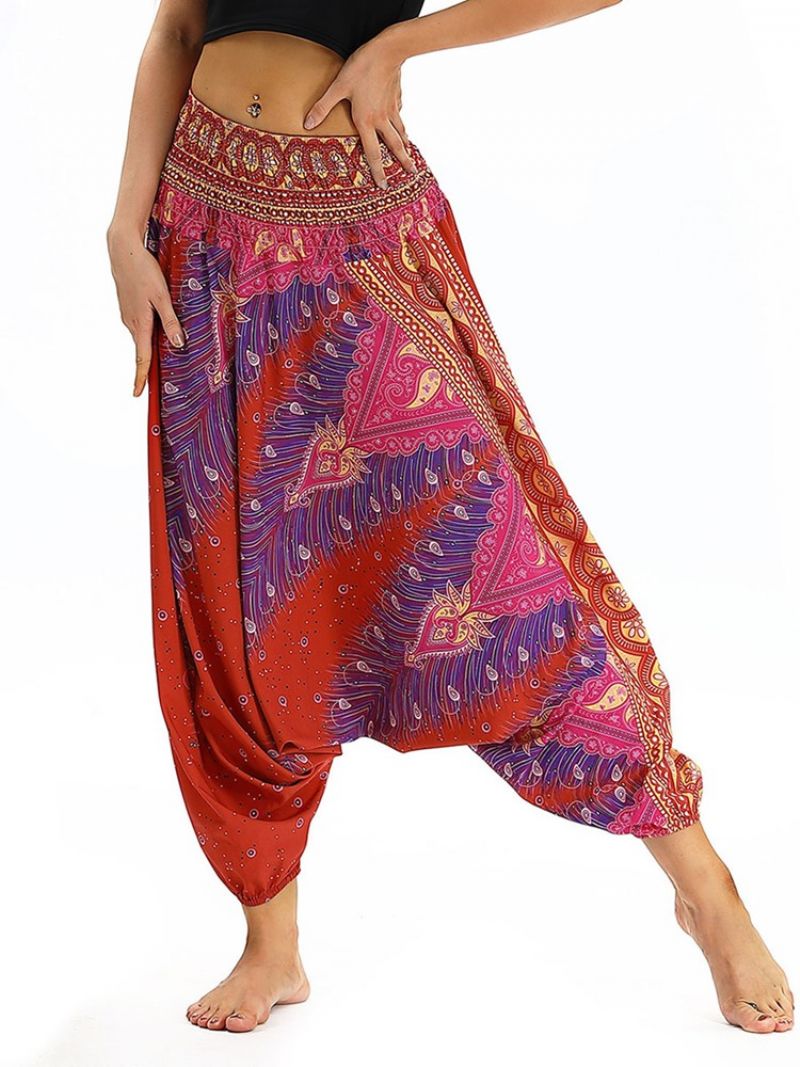 Yoga Harem Kalhoty S Elastickým Pasem Bohemian Print