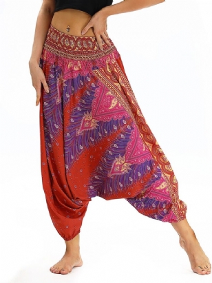 Yoga Harem Kalhoty S Elastickým Pasem Bohemian Print