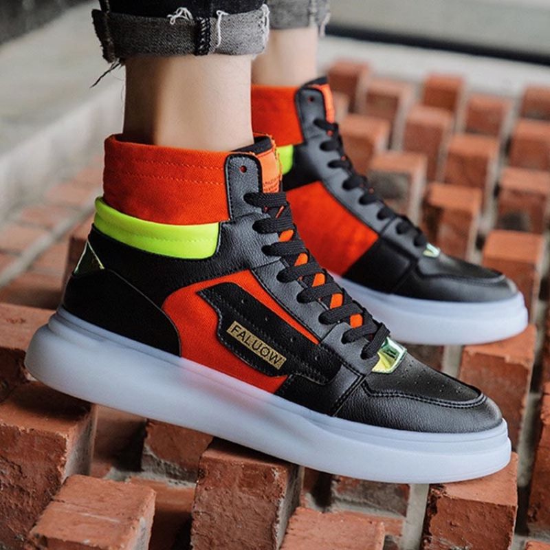 Pánské Skate Boty Color Block S Vysokým Střihem S Horní Kulatou Špičkou