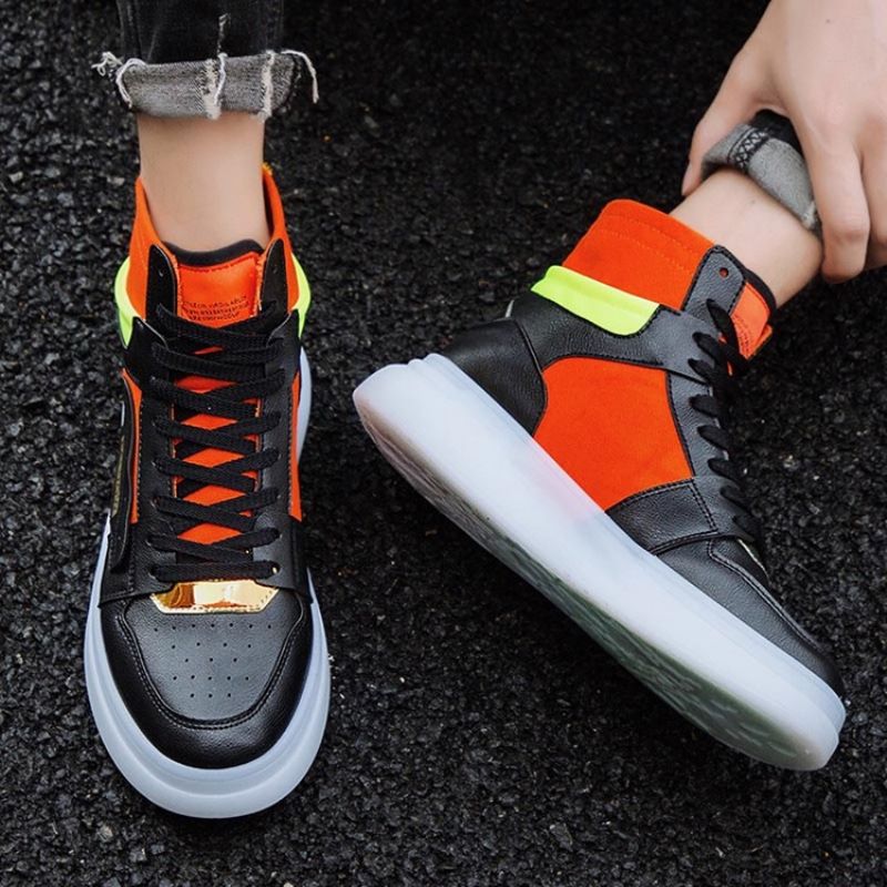 Pánské Skate Boty Color Block S Vysokým Střihem S Horní Kulatou Špičkou